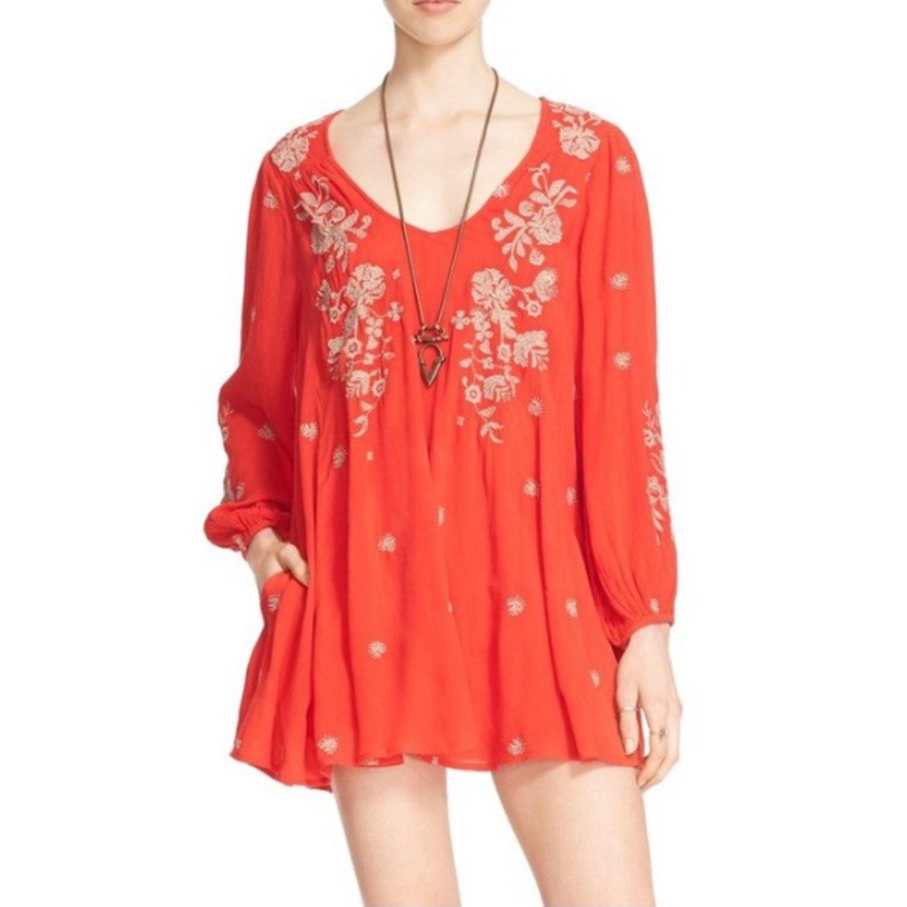 Free People Sweet Tennessee Embroidered Mini Dress